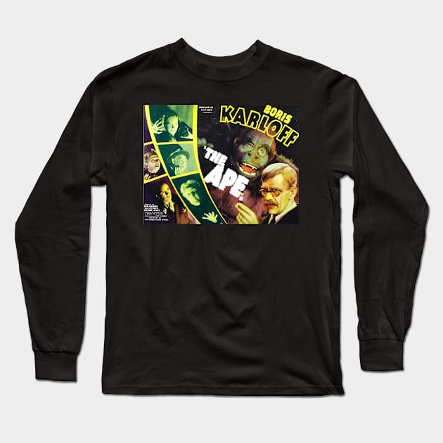 Vintage Horror Lobby Card - The Ape Long Sleeve T-Shirt by Starbase79